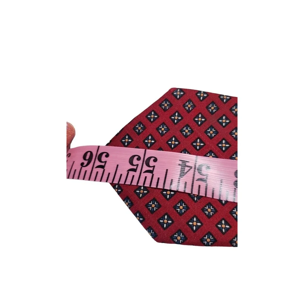 Ferrell Reed Schupp‎ & Snyder Geometric Hand Sewn Silk Mens Necktie Red England
